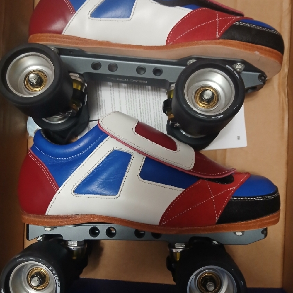 Reacton Red, White, and Blue Roller Skates